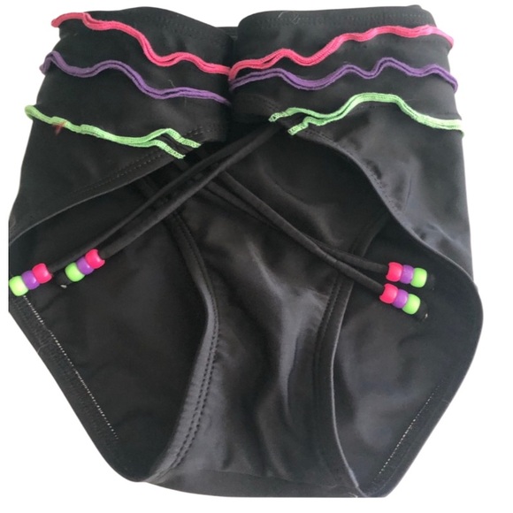 NEW Black Bikini Bottom with Pink and Green Accents to mix and match it up with - Picture 1 of 6